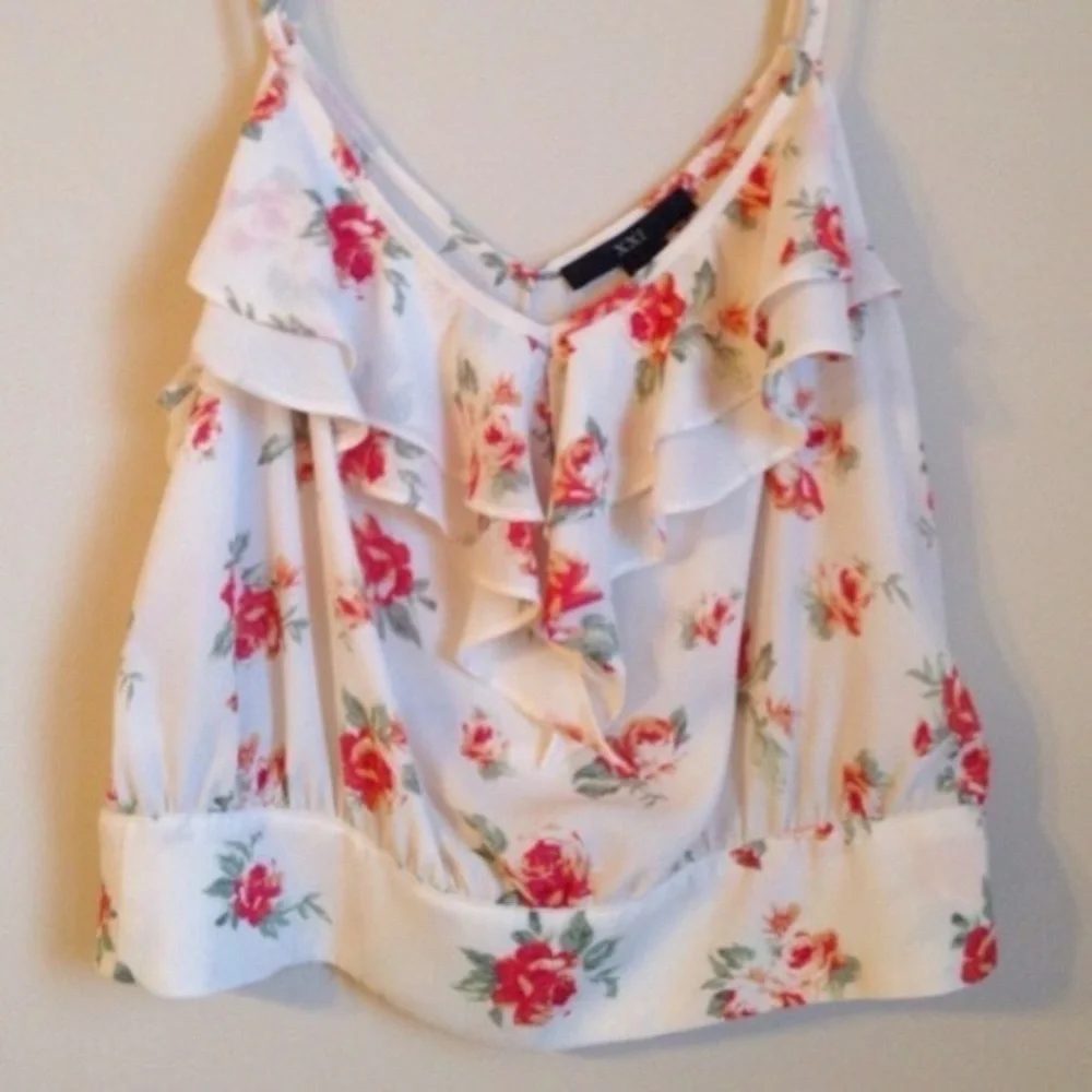 Floral Chiffon Ruffle Crop Top